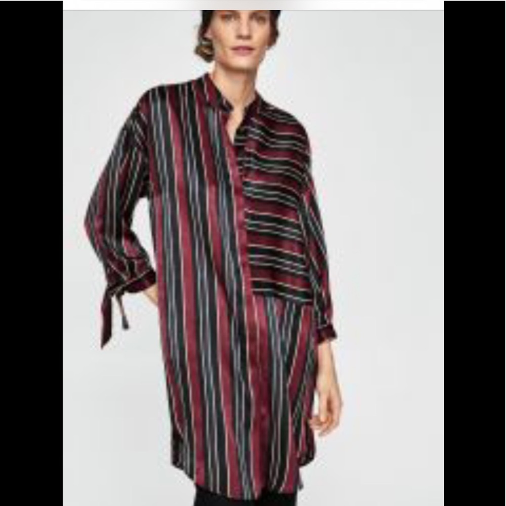 Zara satin shirt dress